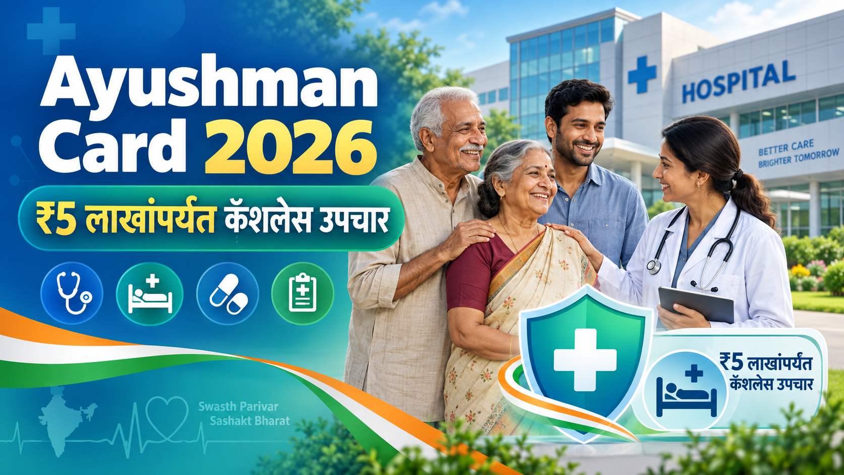 Ayushman Card 2026 Maharashtra ₹5 लाखांपर्यंत कॅशलेस उपचार
