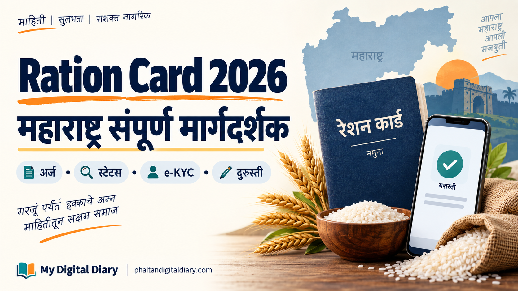 Ration Card 2026 महाराष्ट्र मार्गदर्शक — रेशन कार्डचा नमुना, मोबाईल, गहू आणि तांदूळ