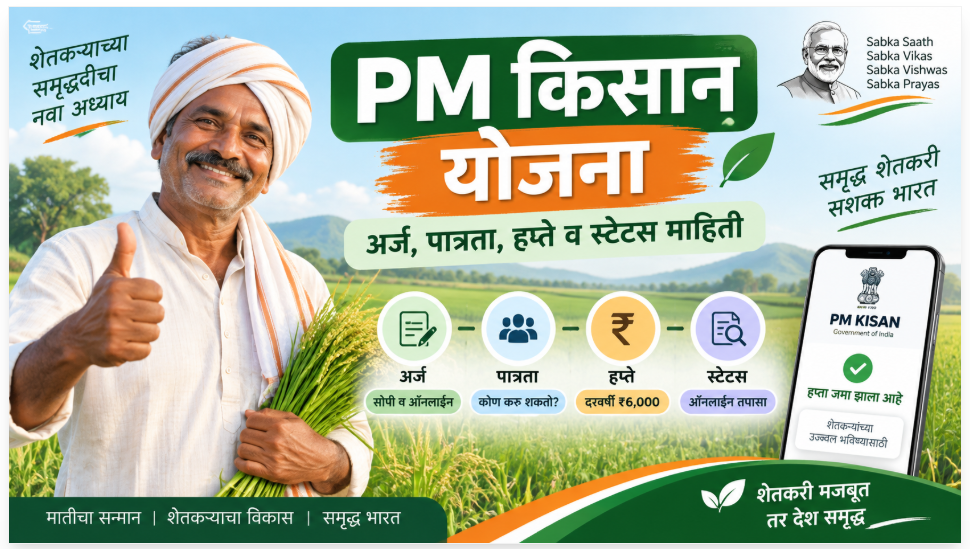 PM Kisan Yojana Maharashtra ₹6000 लाभ पात्रता नोंदणी आणि स्टेटस चेक